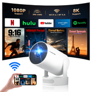 Magcubic Mini Projector 8K&4K Support with WiFi 6 and BT 5.4, 5W Soundbase Speaker, Auto Vertical Keystone 180° Rotatable Portable Projector for Home Bedroom Outdoor Movies HY300Pro+ White