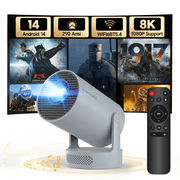 Magcubic Mini Projector 8K&4K Support with WiFi 6 and BT 5.4, 5W Soundbase Speaker, Auto Vertical Keystone 180  Rotatable Portable Projector for Home Bedroom Outdoor Movies HY300Pro+ Grey