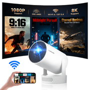Magcubic Mini Projector 8K&4K Support with WiFi 6 and BT 5.4, 5W Soundbase Speaker, Auto Vertical Keystone 180  Rotatable Portable Projector for Home Bedroom Outdoor Movies HY300Pro+ White