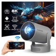 thumbnail image 1 of Magcubic Mini Projector, 8K Support with WiFi 6 & BT 5.4, 290 ANSI Brightness with 5w Soundbase Speaker, Auto Vertical Correction, 180°Rotatable Portable for Home & Outdoor Movies HY300Pro+, 1 of 12