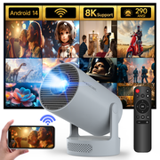 Magcubic 8K Support Projector, Mini Projector with WiFi 6 & BT5.4, 5w Soundbase Speaker, 180 Rotatable Portable for Home & Outdoor Movies HY300Pro+