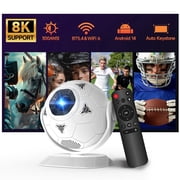 Magcubic Smart Projector 8K Support 300 ANSI Lumens with WiFi6 & BT5.4, Auto Vertical Keystone, Android 14 Pre-Installed Apps, Mini Projector for Sports Viewing, Perfect Gift for Soccer Fans HY300F