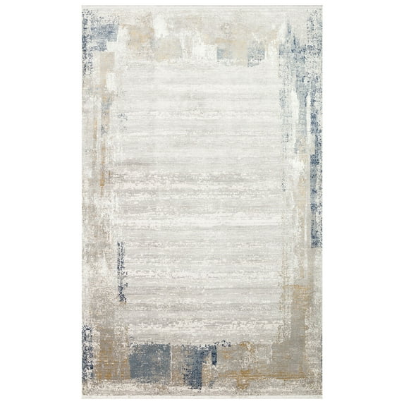 Magdalena Beige Abstract Polyester Area Rugs for Living Room Jacquard Textured Modern Rugs Soft Geometric Rug for Bedroom Washable Rug Non-Slip Bohemian Carpet Perfect for Dining Room Office Beige