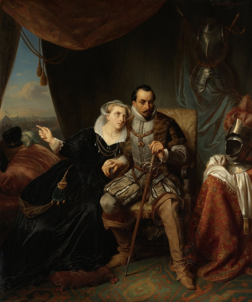 Magdalena Moons Begs Her Fianc Francisco Valdez To Postpone The Storming Of Leiden Another Night Canvas Art -  (24 x 36)