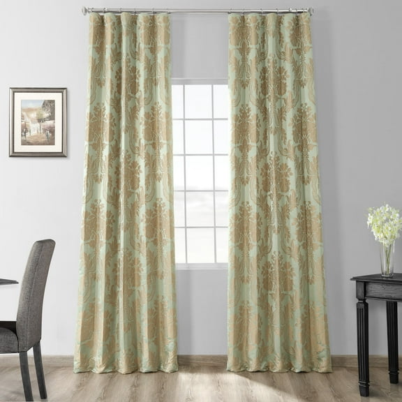 Magdelena Jade & Gold Designer Damask Curtain (1 Panel), Magdelena Jade & Gold, 50W X 120L