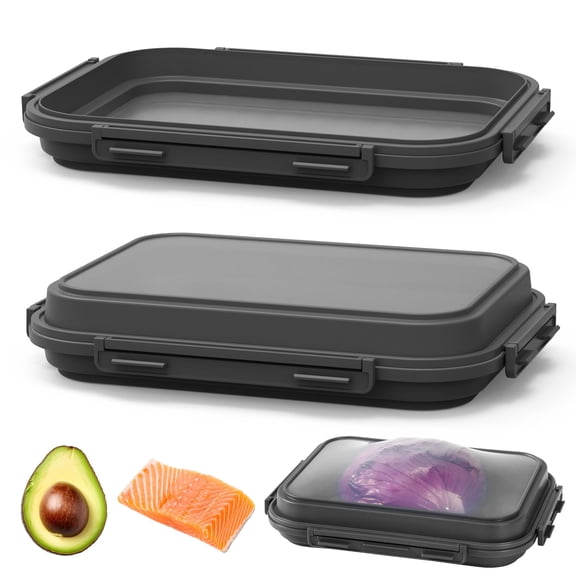 Mage Crab 2 Pack Silicone Food Fresh-Keeping Storage Containers with Lid, Dual-Shape Design, BPA-Free, Leakproof Lock Clips, Versatile Fridge Storage Containers, Space Saving & Expandable