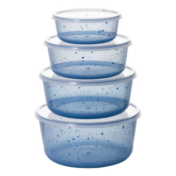 Mage Crab 4Pcs stackable Plastic Mixing Bowls with Lids Set for Kitchen, Safe BPA Free Non Toxic Serving Bowl Mixing Bowls