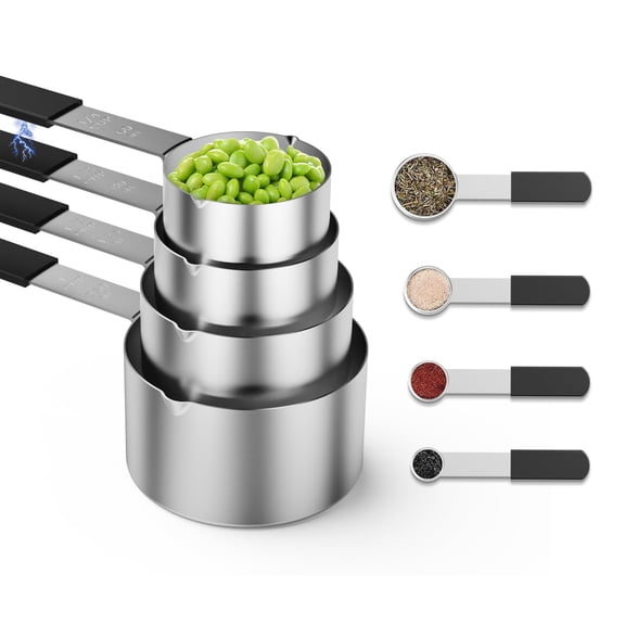 Mage Crab Magnetic Stackable Stainless Steel Measuring cups and spoons set,4 Magnetic measuring cups,4 magnetic measuring spoons