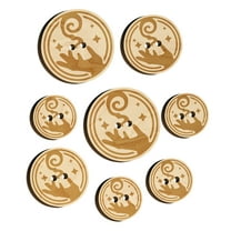 Mage Wizard Magic Spell Wood Buttons for Crochet Knitting Sewing DIY Craft - 1.00 Inch Medium (7pcs)