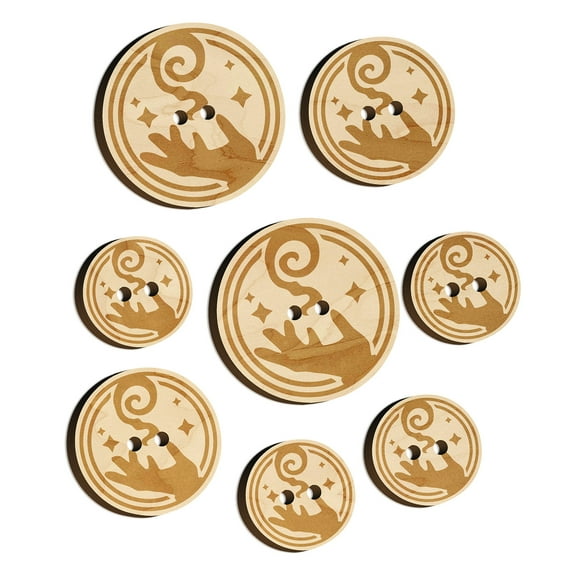 Mage Wizard Magic Spell Wood Buttons for Crochet Knitting Sewing DIY Craft - 1.00 Inch Medium (7pcs)
