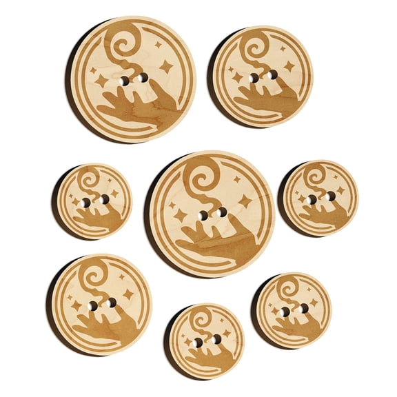 Mage Wizard Magic Spell Wood Buttons for Crochet Knitting Sewing DIY Craft - Various Sizes (8pcs)