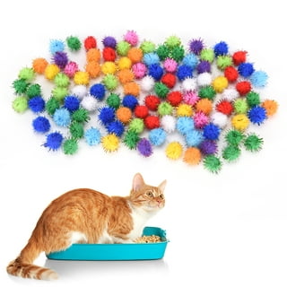 ESHOO Assorted Color Sparkle Balls, Tinsel Pom Poms Glitter for Cat Kittens DIY Christmas,Pack of 20pcs