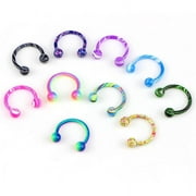 MAGECRUX:10221 MageCrux 10PCS Stainless Steel Horseshoe Bar Lip Nose Septum Ear Ring Stud Piercing Ball