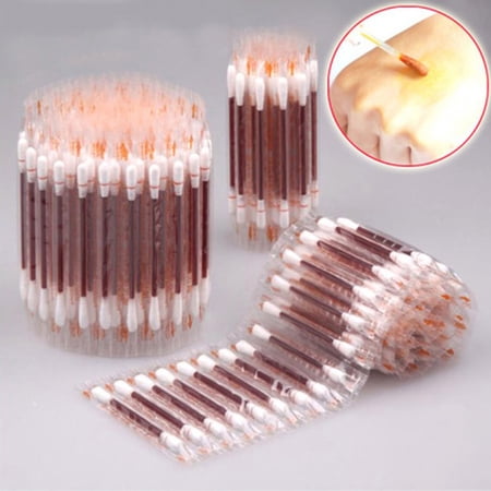 MageCrux 50Pcs Disposable Medical Iodine Stick Disinfected Cotton Swab Care Tool Aid Kit