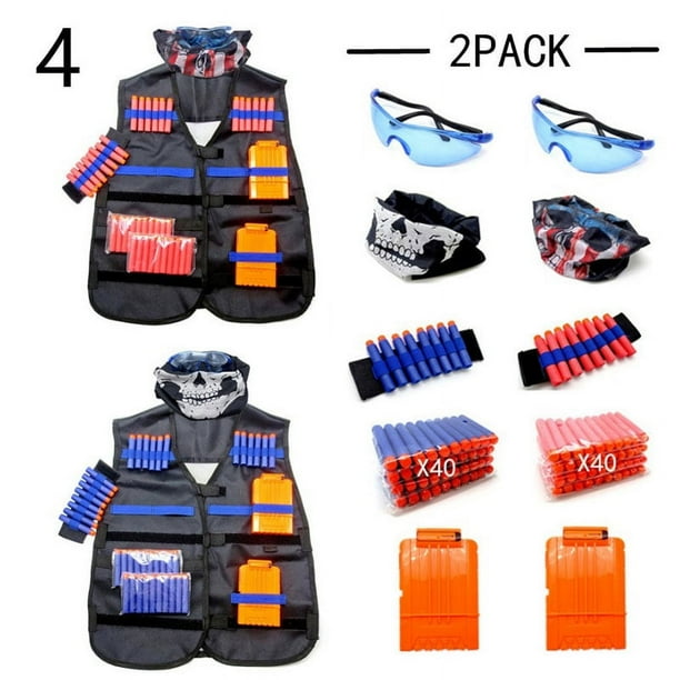 MageCrux Nerf Vest Kids Tactical Foam Darts Mask Glasses Kit Set For Nerf NStrike Gun