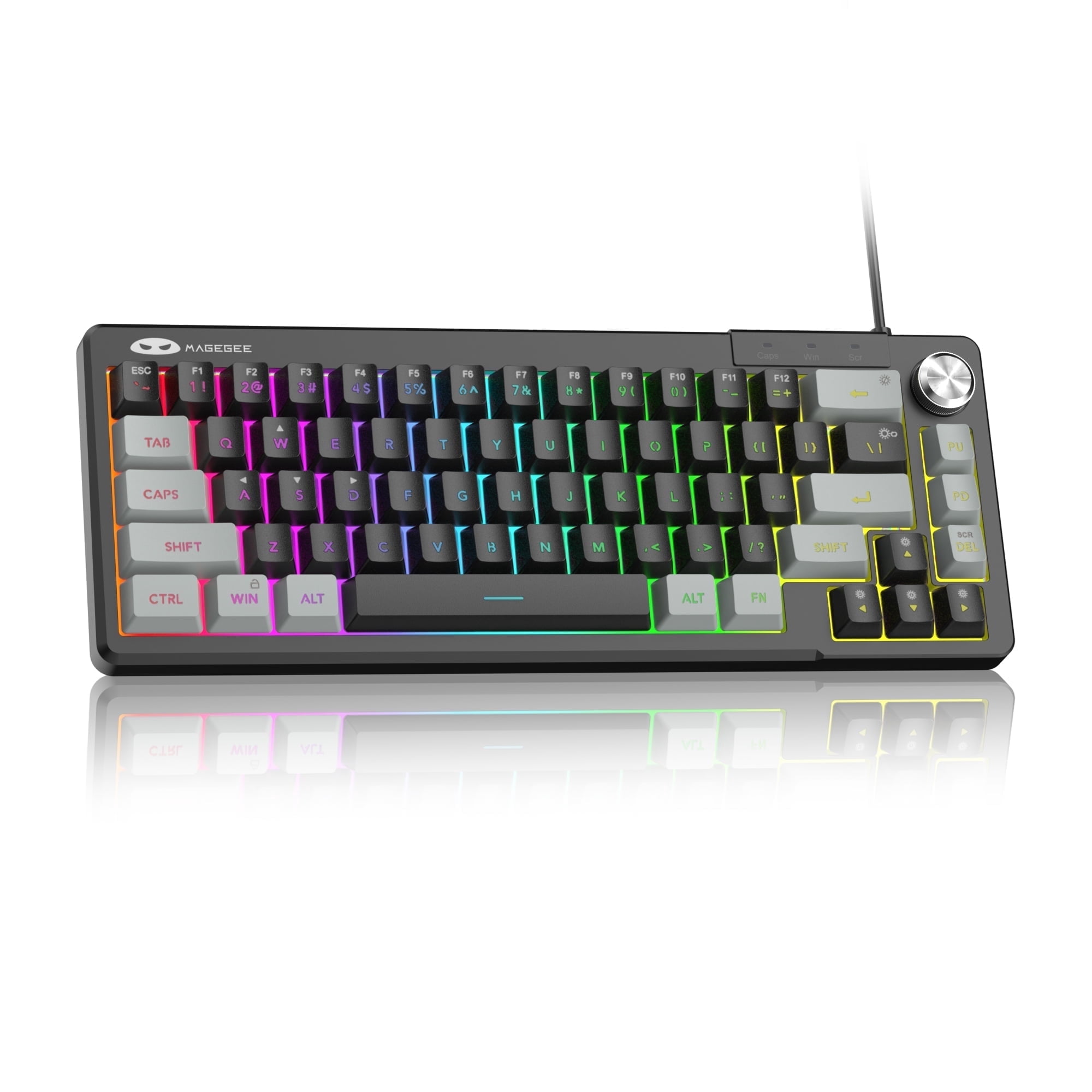 MageGee 60% Gaming Keyboard - TS68 Compact Mechanical-Style Tactile Feel, RGB Backlit with Smart Knob, 68 Keys Ergonomic Design, 18-Key Anti-Ghosting