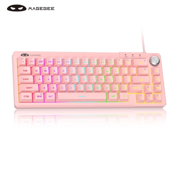 MageGee 60% Gaming Keyboard - TS68 Compact Mechanical-Style Tactile Feel, RGB Backlit with Smart Knob, 68 Keys Ergonomic Design, 18-Key Anti-Ghosting