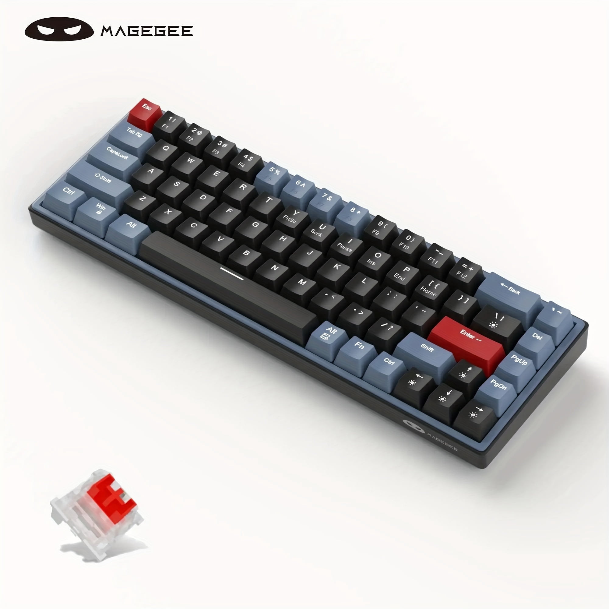 MageGee 60% Hot-Swap Mechanical Gaming Keyboard, 68 Keys Compact Blue LED Backlit Gaming Keyboard, Brown/Red/Blue Switch Wired Ergonomic Mini Office Keyboard for Windows PC Gamer