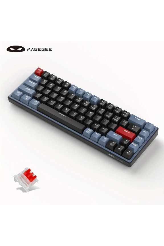60% Hot-Swap Mechanical Gaming Keyboard, 68 Keys Compact Blue LED Backlit Gaming Keyboard, Brown/Red/Blue Switch Wired Ergonomic Mini Office Keyboard for Windows PC Gamer