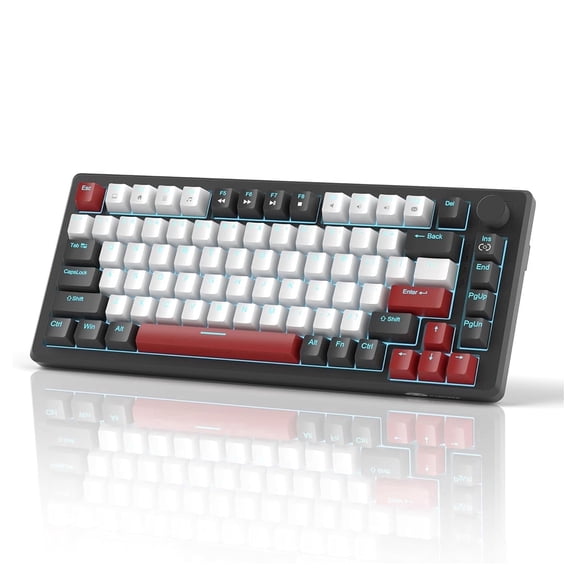 MageGee 75% Mechanical Gaming Keyboard, Compact Blue Backlit Wired Gaming Keyboards EVA Foam, Knob Control