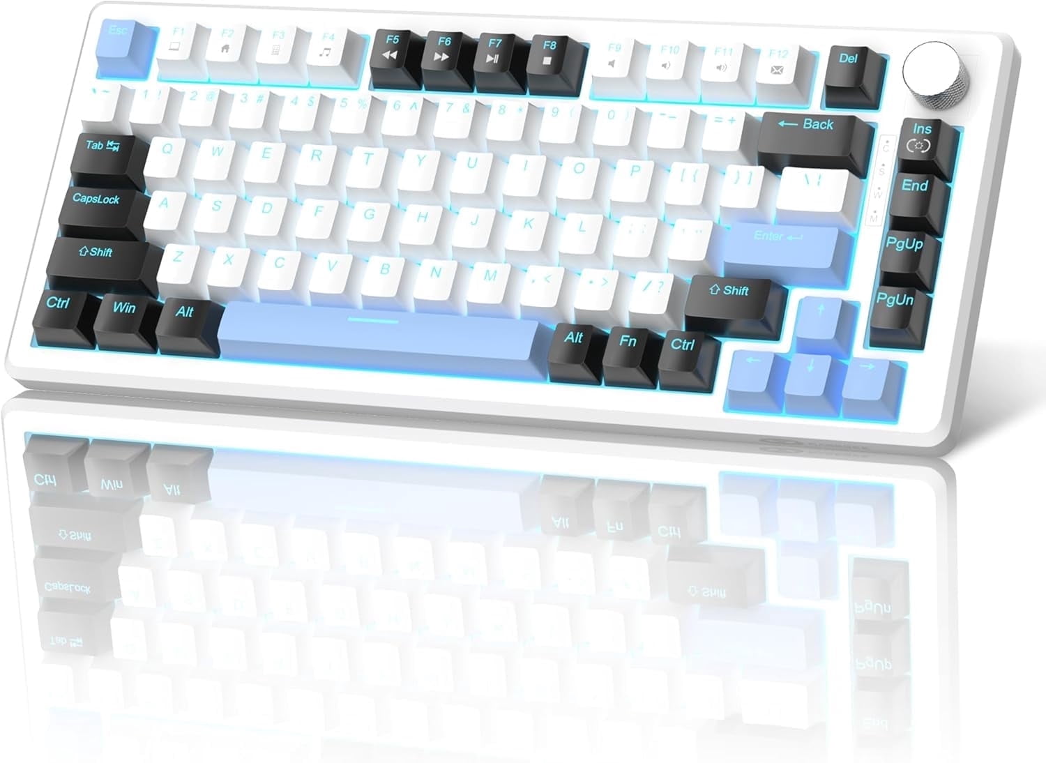 MageGee 75% Mechanical Gaming Keyboard, Black Switches, EVA Foam, Knob Control, STAR75 Portable NKRO