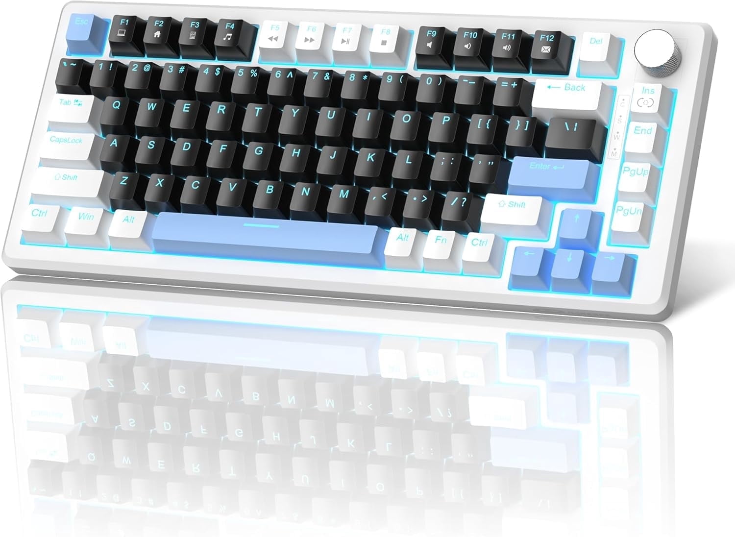 MageGee 75% Mechanical Gaming Keyboard, Red Switches, EVA Foam, Knob Control, STAR75 Portable NKRO