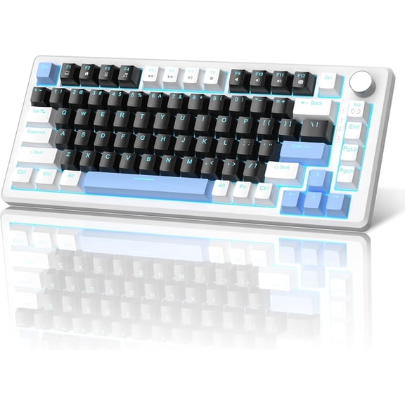 MageGee 75% Mechanical Gaming Keyboard, Red Switches, EVA Foam, Knob Control, STAR75 Portable NKRO