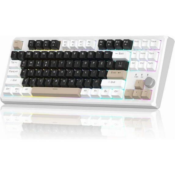 MageGee 75% Wireless Creamy Blue Mechanical Keyboard,Gasket RGB Backlit Gaming Keyboards,2.4G/BT5.0/USB-C Hot Swappable Custom Keyboard with Side Engraving for PC MAC Xbox(Gradient White Blue)