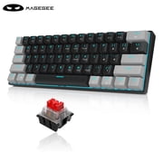 60 Percent Mechanical Gaming Keyboard, Black Gaming Keyboard with Red Switches, Detachable Type-C Cable 60% Mini Keyboard with Powder Blue Light for /PC/Laptop - Gray & Black/Red Switches