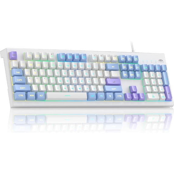 MageGee Creamy Keyboard,K2 Keyboard Wired Rbg Backlit 104 Keys Waterproof Ergonomic Keyboards,PC for PC/Laptop/Mac