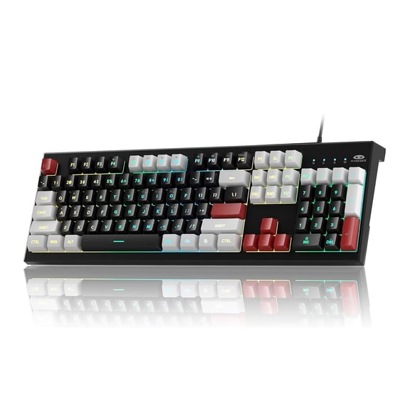 MageGee Creamy Keyboard,K2 Keyboard Wired RGB Backlit 104 Keys Waterproof Ergonomic Keyboards,PC for PC/loptop/MAC