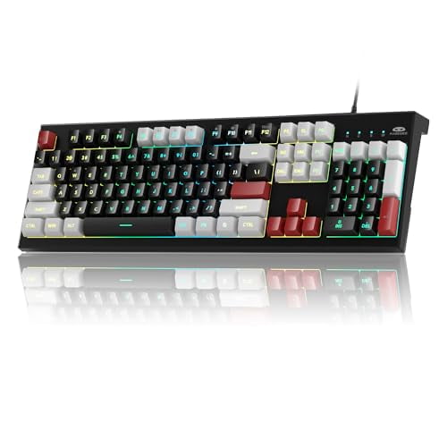 MageGee Creamy Keyboard,K2 Keyboard Wired RGB Backlit 104 Keys Waterproof Ergonomic Keyboards,PC