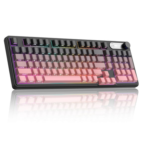 MageGee GK960 Wireless Creamy Keyboard, RGB Tri-Mode Wired/BT/2.4G Gaming Keyboard with Number Pad, 4000mAh Battery, Knob Control, Side Printed Keycaps, 19-Key Anti-Ghosting for Win/Mac