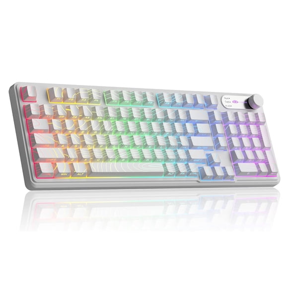 MageGee GK960 Wireless Gaming Keyboard, RGB Tri-Mode Wired/BT/2.4G , 4000mAh Battery, Knob Control