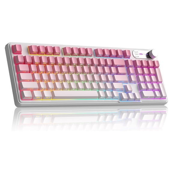 MageGee GK960 Wireless Gaming Keyboard, RGB Tri-Mode Wired/BT/2.4G, 4000mAh Battery, Knob Control