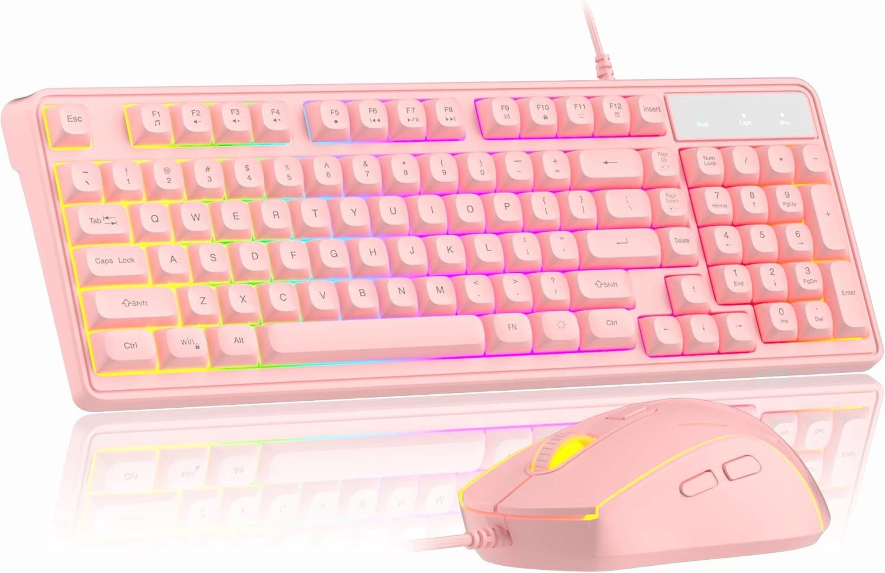 MageGee Gradient Purple Creamy Keyboard and Mouse Combo,MageGee GK980 Wired RGB Backlit Keyboard and Gradient Purple Gaming Mouse Combo,PC Keyboard and Adjustable Sensitivity Mouse for PC/loptop/MAC