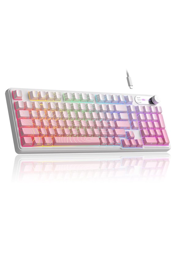 Keyboard GK960 98 Keys 95% Layout Keyboards, Type-C Connected Keyboard, Side Engraved ABS Keycaps, for PC/Loptop/MAC