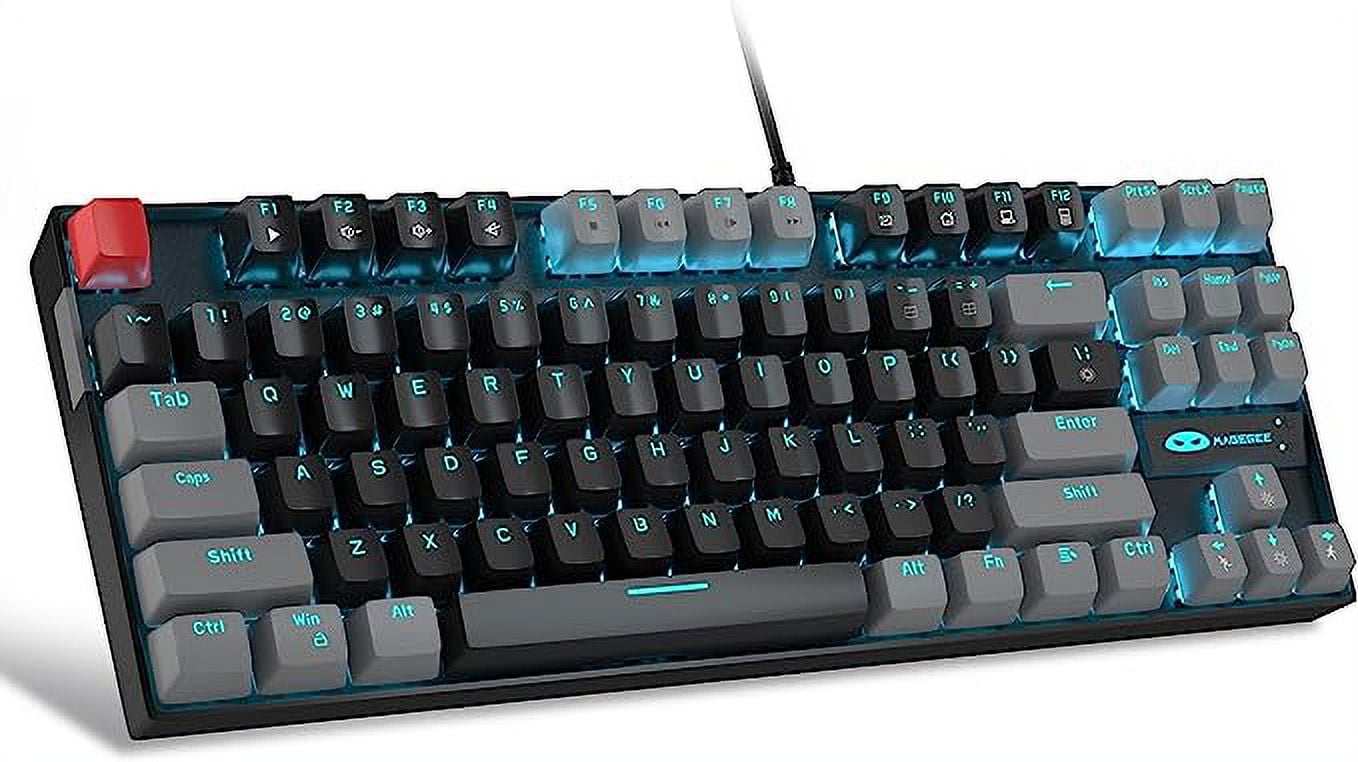 MageGee Full-Size Backlit Mechanical Gaming Keyboard, 87 Keys, Red ...