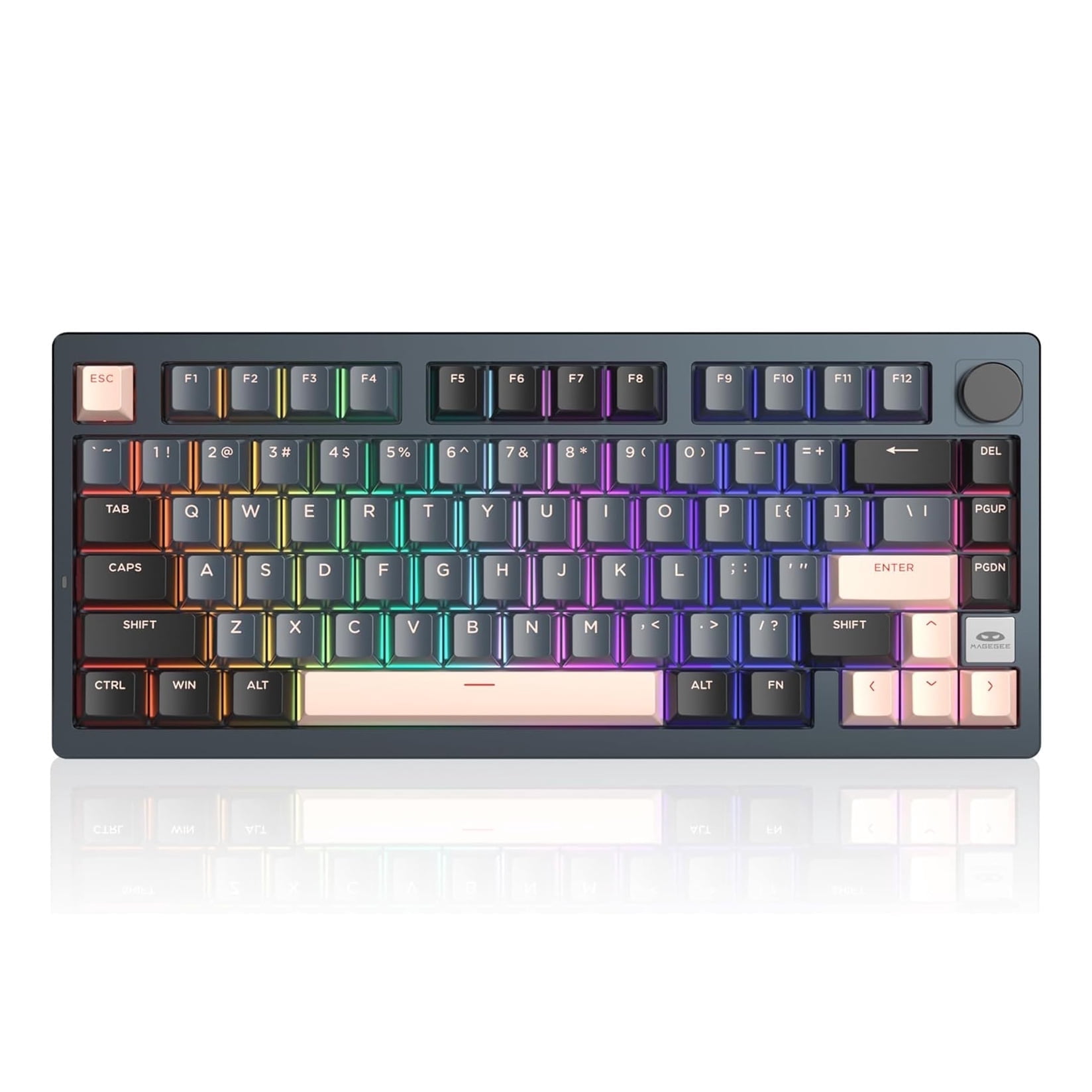 MageGee LIGHT75 Wireless Creamy Keyboard, Gasket Structure Hot Swappable, 75% Compact 2.4G/USB-C/BT5.0 RGB 4000mAh Battery