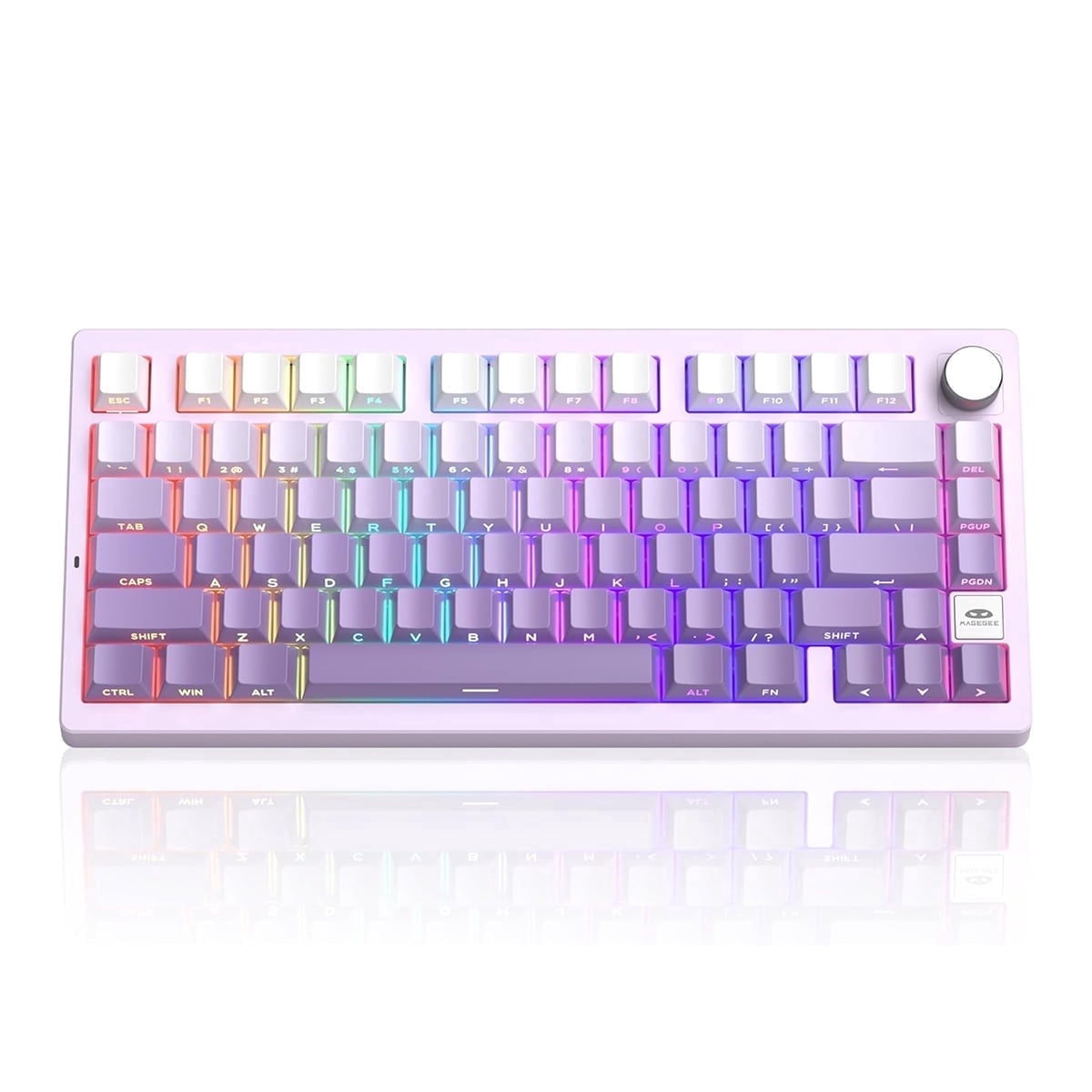 MageGee LIGHT75 Wireless Creamy Keyboard, Gasket Structure Hot Swappable, 75% Compact 2.4G/USB-C/BT5.0 RGB 4000mAh