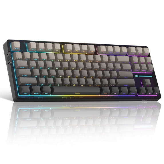 MageGee LIGHT87 Wireless Creamy Keyboard, Gasket Structure, RGB Backlit, 2.4G/USB-C/BT5.0 Hot Swappable Mechanical Gaming Keyboard for Win/Mac/PC, 8000mAh Battery, Side Printed PBT Keycaps, Black