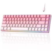 MageGee MK-BOX 65% Mechanical Keyboard, 68 Keys RGB Backlit Compact Keyboard with Gradient Side-Printed Keycaps, Detachable USB-C Cable, Red Switch - Pink White