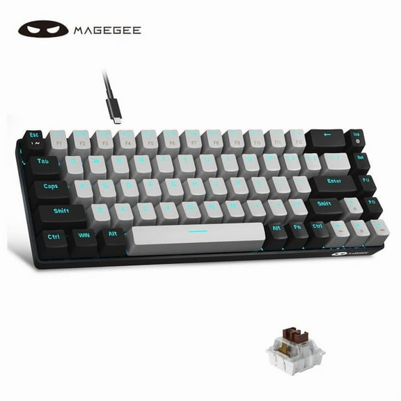 MageGee MK-BOX Portable 60% Mechanical Gaming Keyboard, Compact 68 Keys Mini Keyboard with LED Backlit, Wired Office Keyboard for Laptop PC, Gaming Accessories
