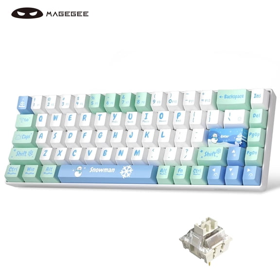 MageGee MK-Box 60% Gaming Keyboard German QWERTZ Layout, Hot-Swappable Compact Wired Mechanical RGB Keyboard with EVA Damping Foam, Ivory White Switch