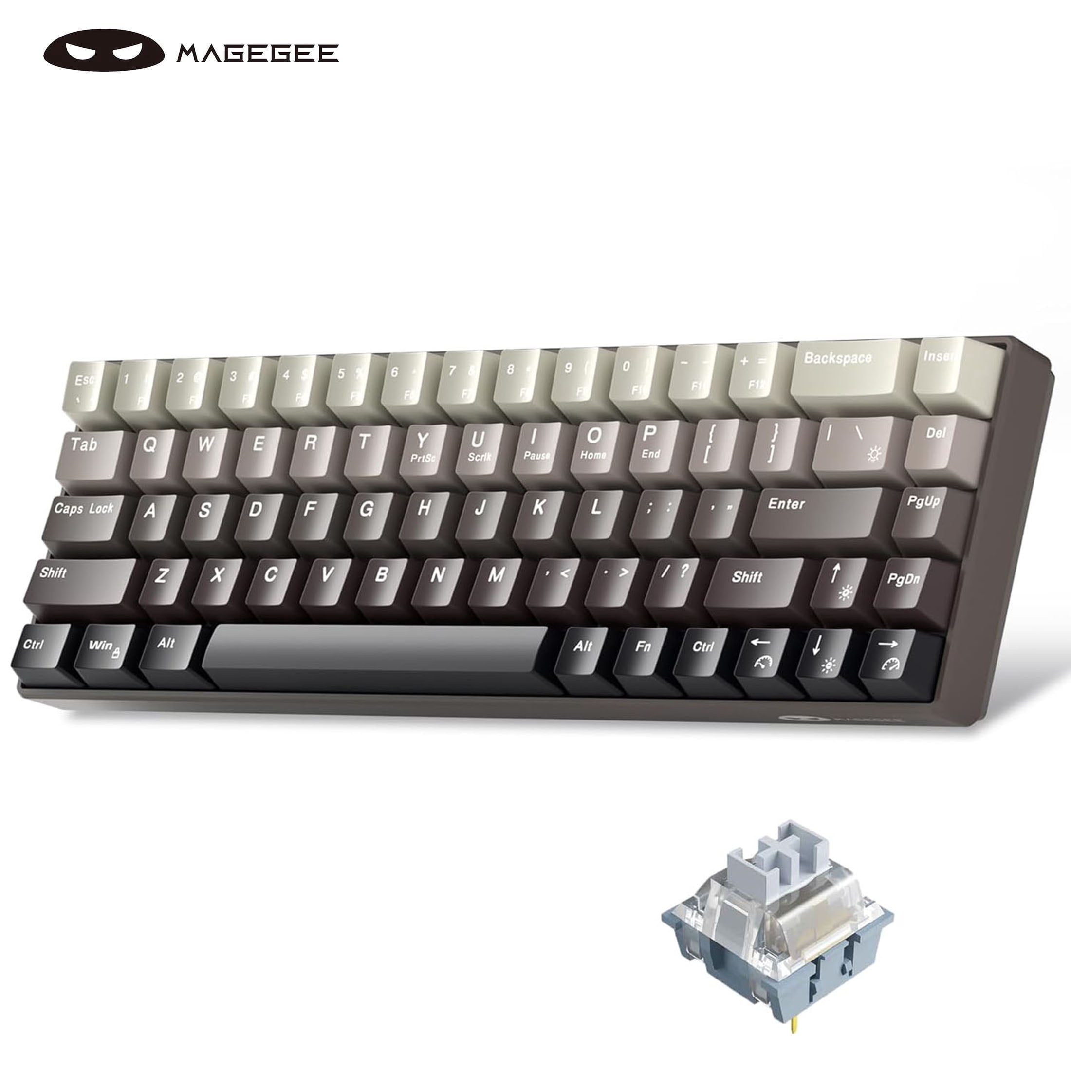 MageGee MK-Box 60% Gaming Keyboard German QWERTZ Layout, Hot-Swappable Compact Wired Mechanical RGB Keyboard with EVA Damping Foam, Ivory White Switch