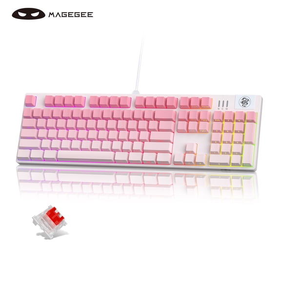 MageGee Mechanical Gaming Keyboard, 104-Key RGB Backlit, N-Key Rollover, Multimedia Shortcuts, 45±10gf Operating Force, Wired Keyboard for PC/Laptop/Win/Mac