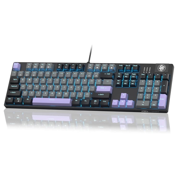 MageGee Mechanical Gaming Keyboard, 104-Key RGB Backlit, N-Key Rollover, Multimedia Shortcuts, 45±10gf Operating Force, Wired Keyboard for PC/Laptop/Win/Mac