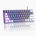 thumbnail image 1 of MageGee Mini 60% Gaming Keyboard, RGB Backlit 61 Key Ultra-Compact Keyboard, TS91 Ergonomic Waterproof Mechanical Feeling Office Computer Keyboard for PC, MAC, PS4, Xbox ONE Gamer(Violet), 1 of 7