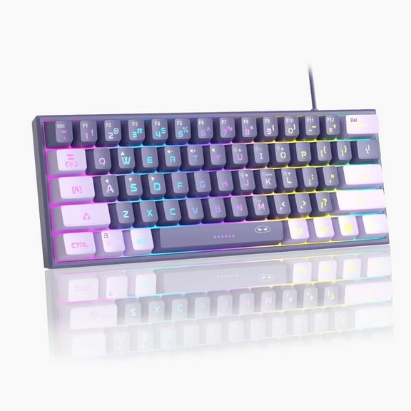 MageGee Mini 60% Gaming Keyboard, RGB Backlit 61 Key Ultra-Compact Keyboard, TS91 Ergonomic Waterproof Mechanical Feeling Office Computer Keyboard for PC, MAC, PS4, Xbox ONE Gamer(Violet)