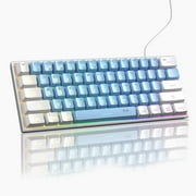 MageGee Mini 60% Gaming Keyboard, RGB Backlit 61 Key Ultra-Compact Keyboard, TS91 Ergonomic Waterproof Mechanical Feeling Office Computer Keyboard for PC, MAC, PS4, Xbox ONE GamerWhite Blue